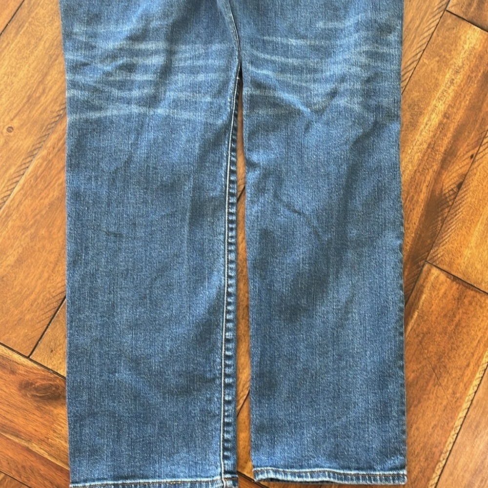 KUT blue denim jeans distressed torn straight leg high rise size 14 - Picture 9 of 14